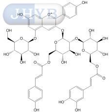 蹄纹天竺素-3-O-[6-O-(E)-对-香豆酰基-2-O-(6-(E)-阿魏酰基-β-D-吡喃葡萄糖基）-(1→2)-β-D-吡喃葡萄糖基]-5-O-(β-D-吡喃葡萄糖苷)